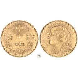 Svájc 10 frank 1922 B