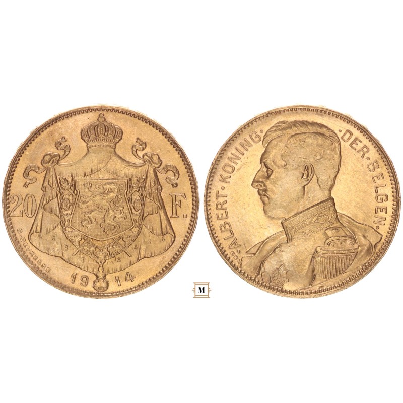 Belgium 20 francs 1914 Flamand felirat Belgium 20 francs 1914 Flamand felirat