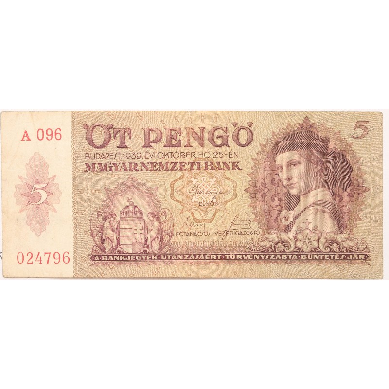 5 pengő 1939 5 pengő 1939