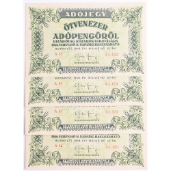 50000 Adópengő 1946 4db sorszámkövető
