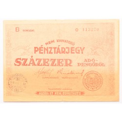 Pénztárjegy 100 000 adópengő 1946