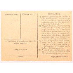 Pénztárjegy 100 000 adópengő 1946