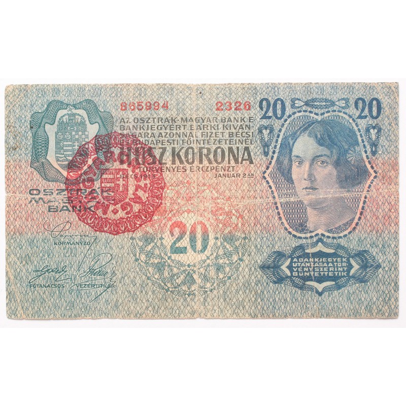 20 korona 1913 I. kiadás Magyarország FB. 20 korona 1913 I. kiadás Magyarország FB.
