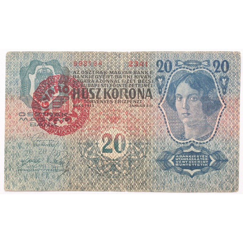 20 korona 1913 I. kiadás Magyarország FB. 20 korona 1913 I. kiadás Magyarország FB.