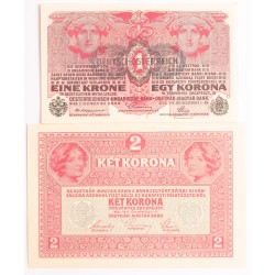 1 korona 1916/1917/, 2 korona1917/1919/ DÖ FB.