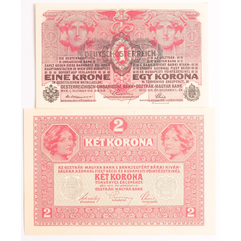1 korona 1916/1917/, 2 korona1917/1919/ DÖ FB.