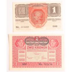 1 korona 1916/1917/, 2 korona1917/1919/ DÖ FB.