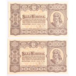 100 korona 1923 2db. nyomdahely nélkül