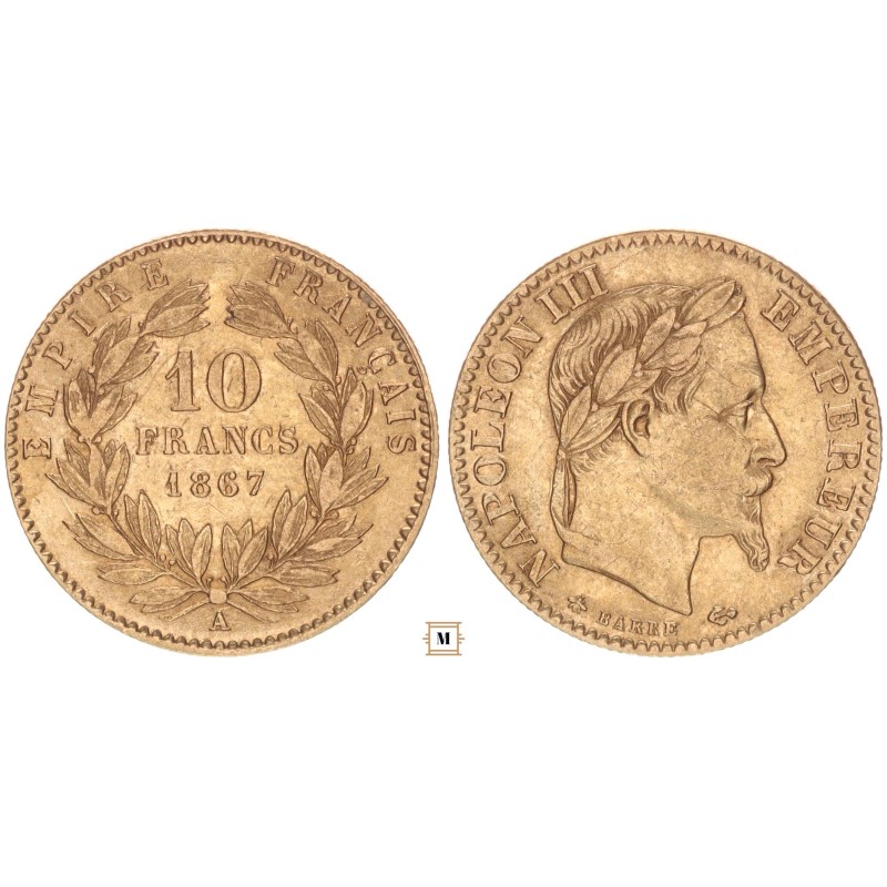 Franciaország 10 francs 1867 A Franciaország 10 francs 1867 A