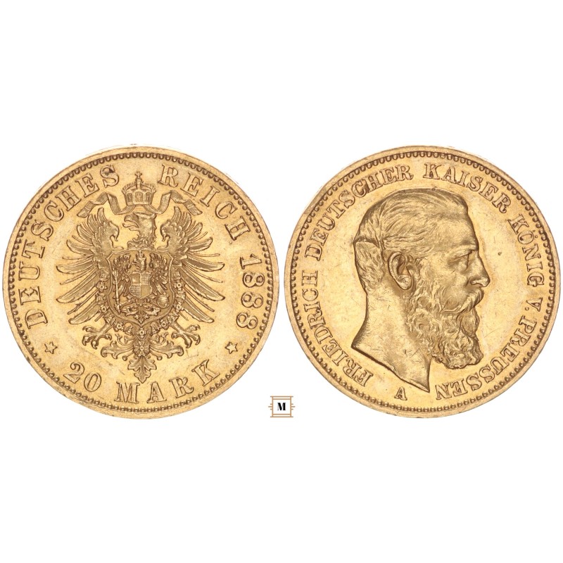 Poroszország 20 márka 1888 A Poroszország 20 márka 1888 A