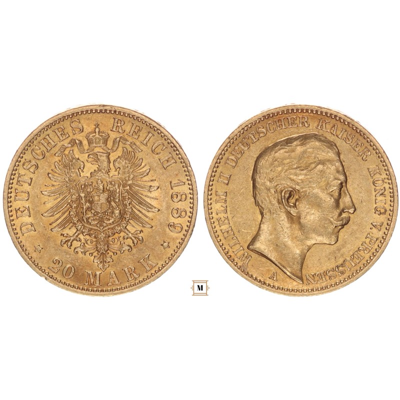 Poroszország 20 márka 1889 A Poroszország 20 márka 1889 A