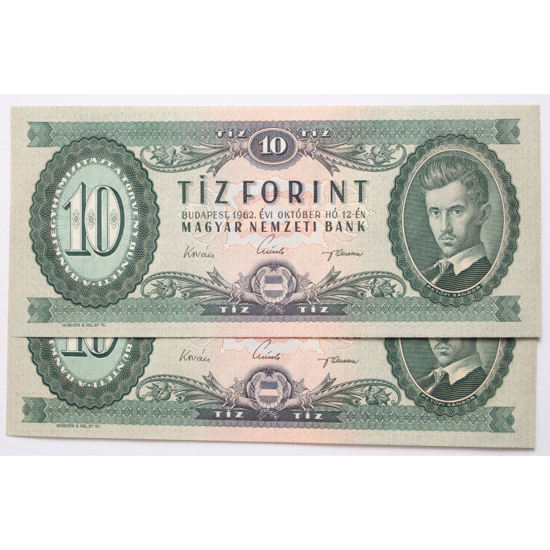 10 forint 1962 2db sorszámkövető