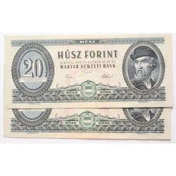 20 forint 1975 2db sorszámkövető