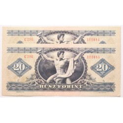 20 forint 1975 2db sorszámkövető
