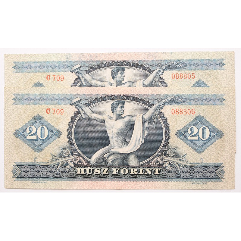 20 forint 1969 2db sorszámkövető