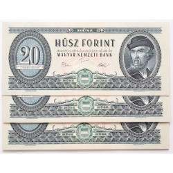 20 forint 1975 2db sorszámkövető + 1db közeli sorszám