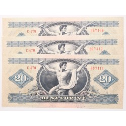 20 forint 1975 2db sorszámkövető + 1db közeli sorszám