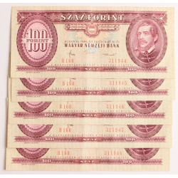 100 forint 1984 5db sorszámkövető