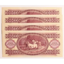 100 forint 1975 4db sorszámkövető