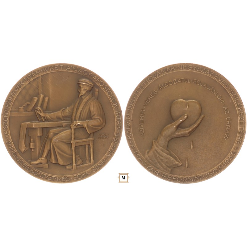 Kálvin Institutiójánának 400 éves emlékezetére bronzérem 1936