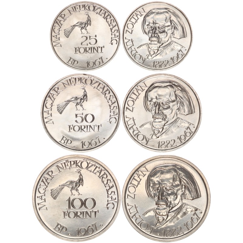 25-50-100 forint Kodály sor 1967 BP 25-50-100 forint Kodály sor 1967 BP