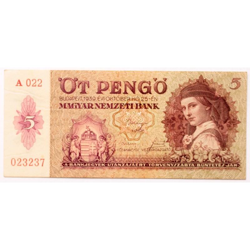 5 pengő 1939