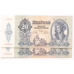 20 pengő 1941 2db sorszámkövető