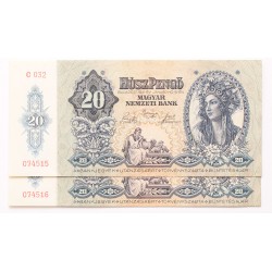 20 pengő 1941 2db sorszámkövető