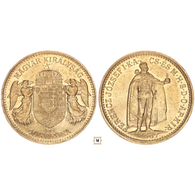 Ferenc József 10 korona 1907 KB Nyitott A betű Ferenc József 10 korona 1907 KB Nyitott A betű