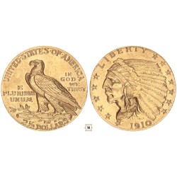USA 2 1/2 dollár Indian head 1910
