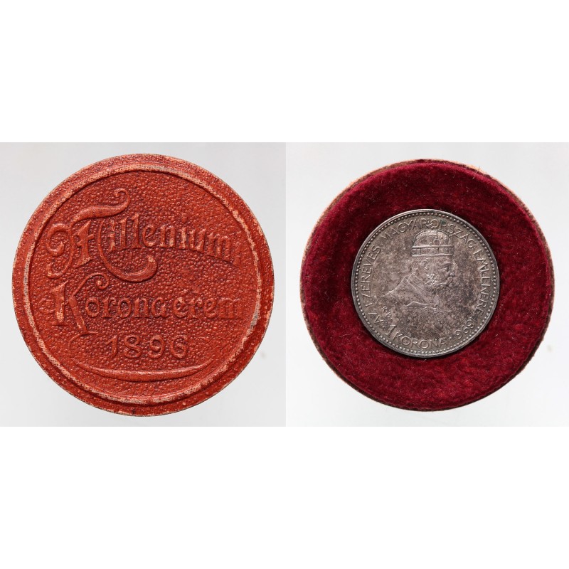 Ferenc József milleniumi korona díszdobozban 1896 barna