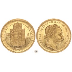 Ferenc József 20 frank 8 forint 1878 KB
