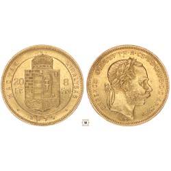Ferenc József 20 frank 8 forint 1879 KB