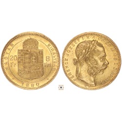 Ferenc József 20 frank 8 forint 1880 KB
