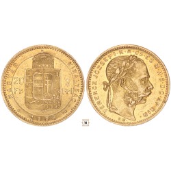 Ferenc József 20 frank 8 forint 1884 KB