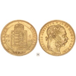 Ferenc József 20 frank 8 forint 1885 KB