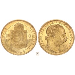 Ferenc József 20 frank 8 forint 1888 KB