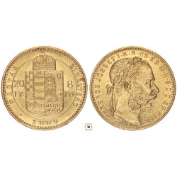 Ferenc József 20 frank 8 forint 1889 KB