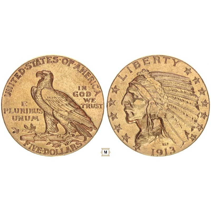 USA 5 dollár Indian head 1913 S