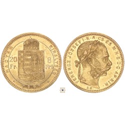 Ferenc József 20 frank 8 forint 1882 KB