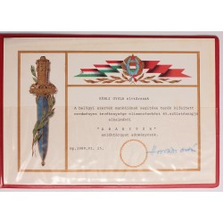 BM dísztőr adományozóval 1989 "Aranytőr Emléktárgy"