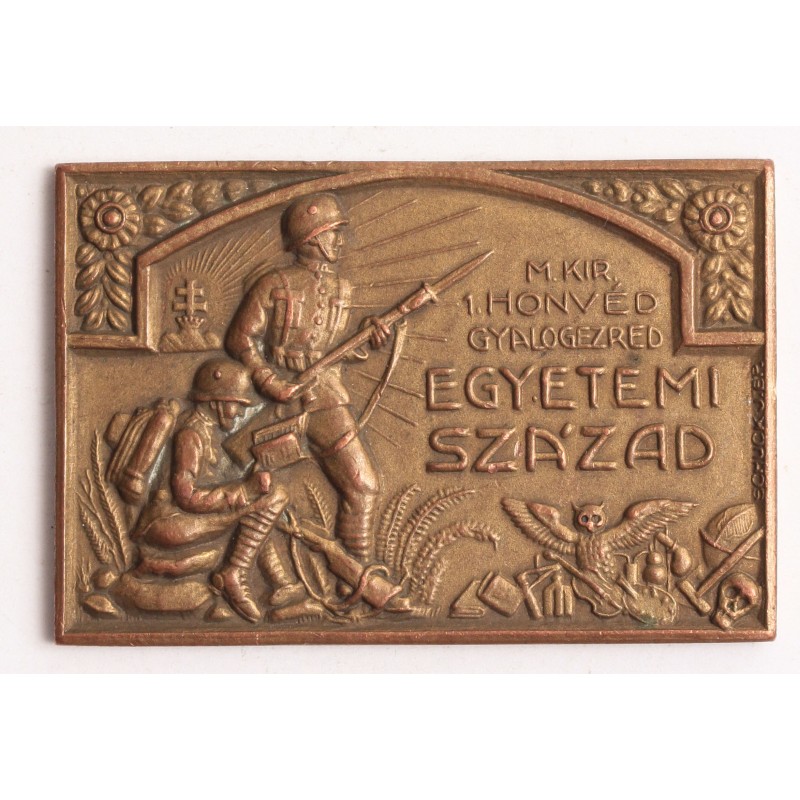 M. KIR. 1. Honvéd gyalogezred egyetemi század dísztorna plakett 1930 M. KIR. 1. Honvéd gyalogezred egyetemi század dísztorna plakett 1930