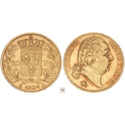 XVIII. Lajos 20 frank 1824 A