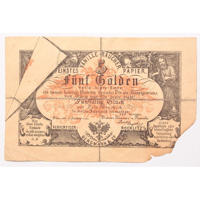5 gulden /1866/ reklámnyomtatvány Bergmann & Co. 5 gulden /1866/ reklámnyomtatvány Bergmann & Co.