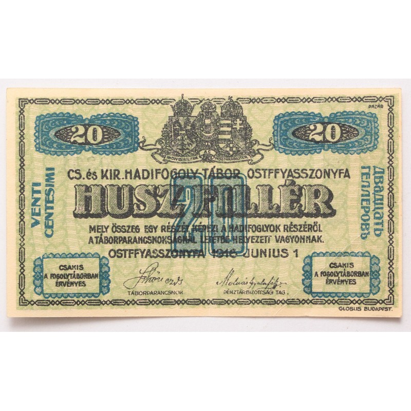 Hadifogolytábor - Ostffyasszonyfa 20 fillér 1916 Hadifogolytábor - Ostffyasszonyfa 20 fillér 1916