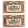 10 korona 1920 2db sorszámkövető