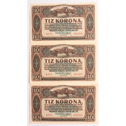 10 korona 1920 3db sorszámkövető