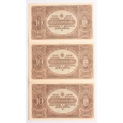 10 korona 1920 3db sorszámkövető