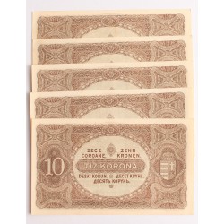 10 korona 1920 5db sorszámkövető