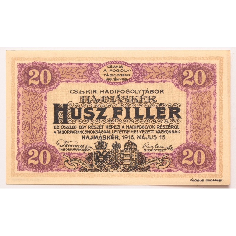 Hadifogolytábor Hajmáskér 20 fillér 1916 Hadifogolytábor Hajmáskér 20 fillér 1916